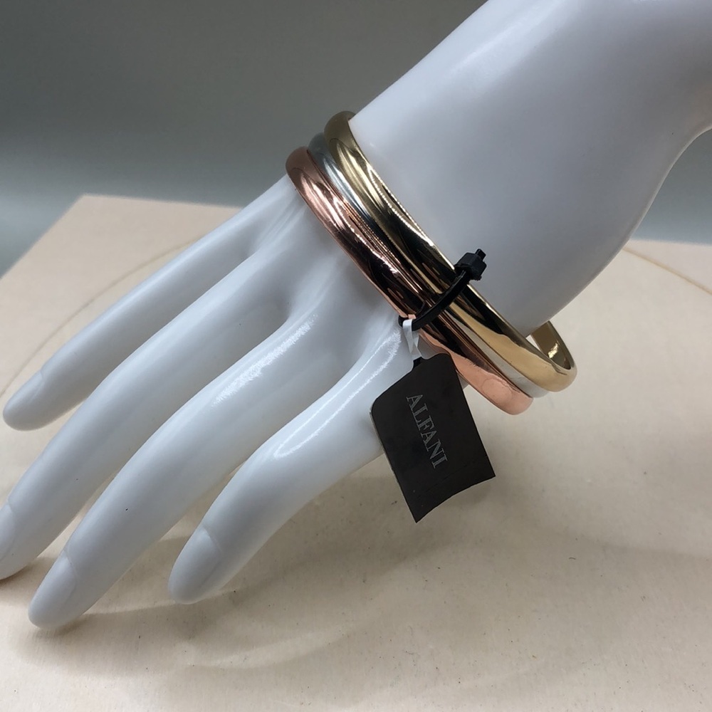 Alfani Mixed Metal Tri Color Stackable Layering Bangle Bracelets